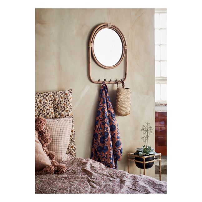 Rattan Mirror with Hooks
