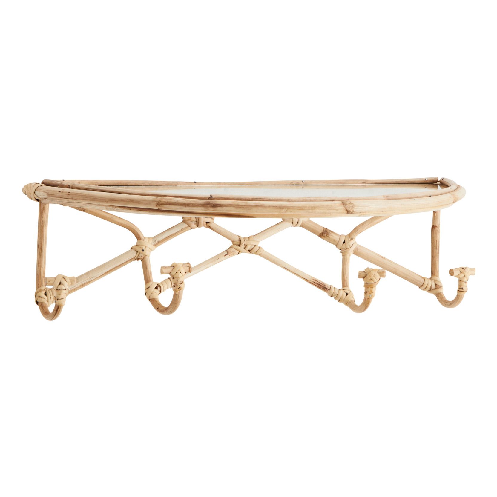 Madam Stoltz - Etagère en bambou avec crochets - Naturel