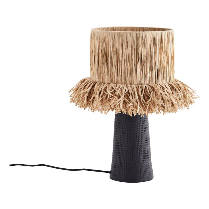 Tischleuchte aus Terrakotta, Lampenschirm aus Bast | Schwarz- Produktbild Nr. 0