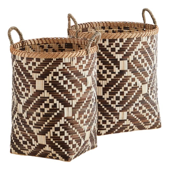 Bamboo Storage Baskets - Set of 2 Brown