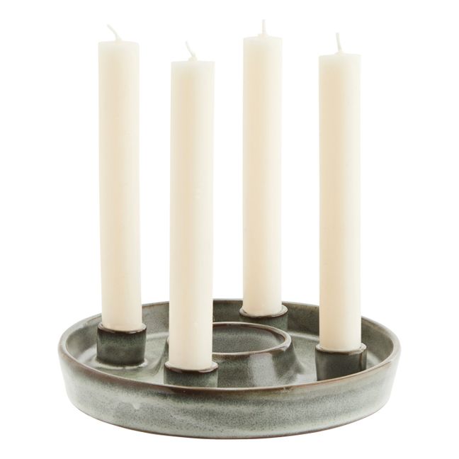 Kerzenhalter aus Steingut | Grau