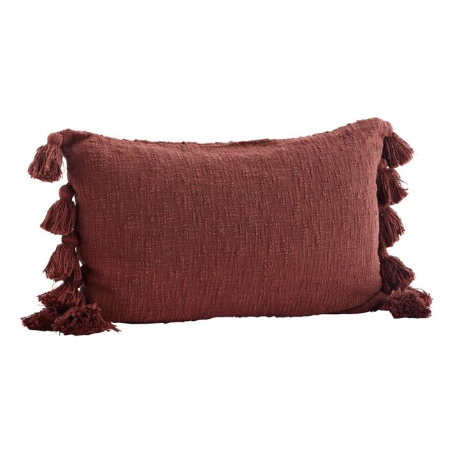 Pompom Cushion Cover Dark red