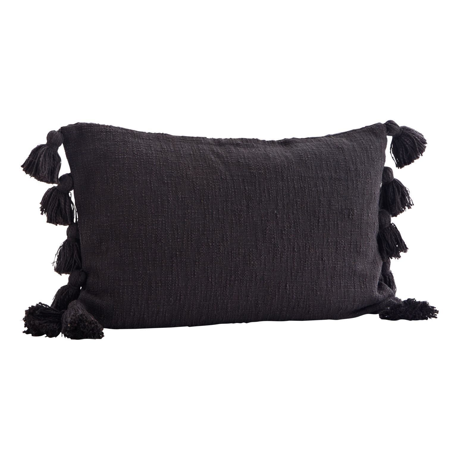 Madam Stoltz - Housse de coussin avec pompons - Noir
