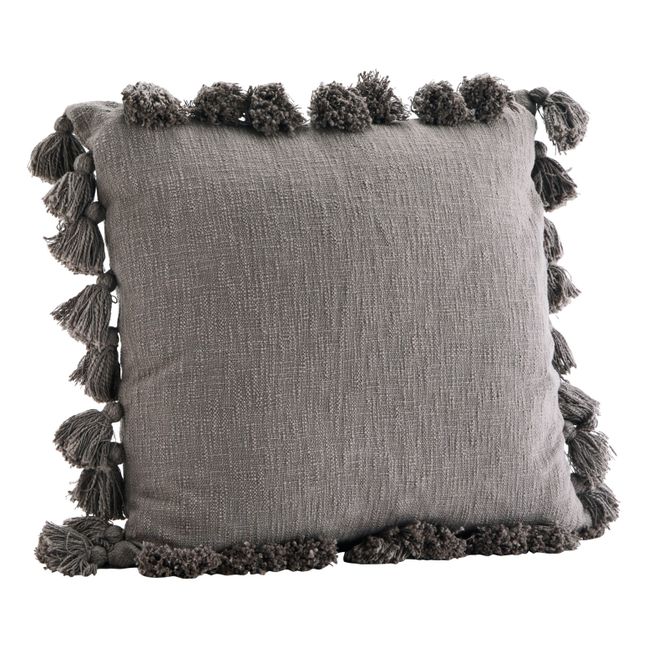 Pompom Cushion Cover Grey