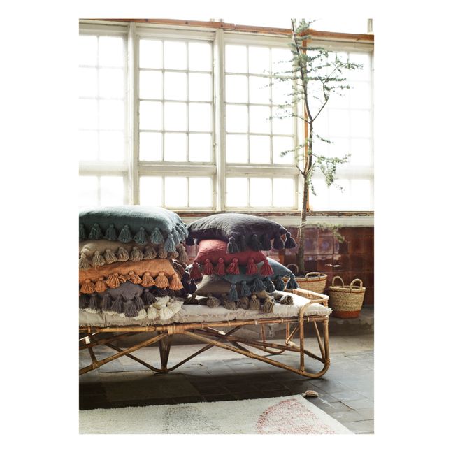 Housse de coussin avec pompons | Camel
