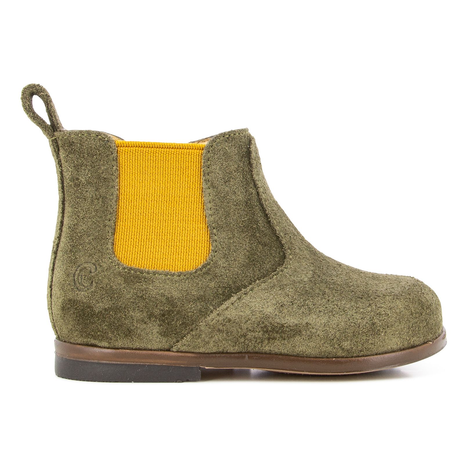 Clotaire - Bottines Zeus Elastiquées Zip Cuir Velours - Fille - Vert olive