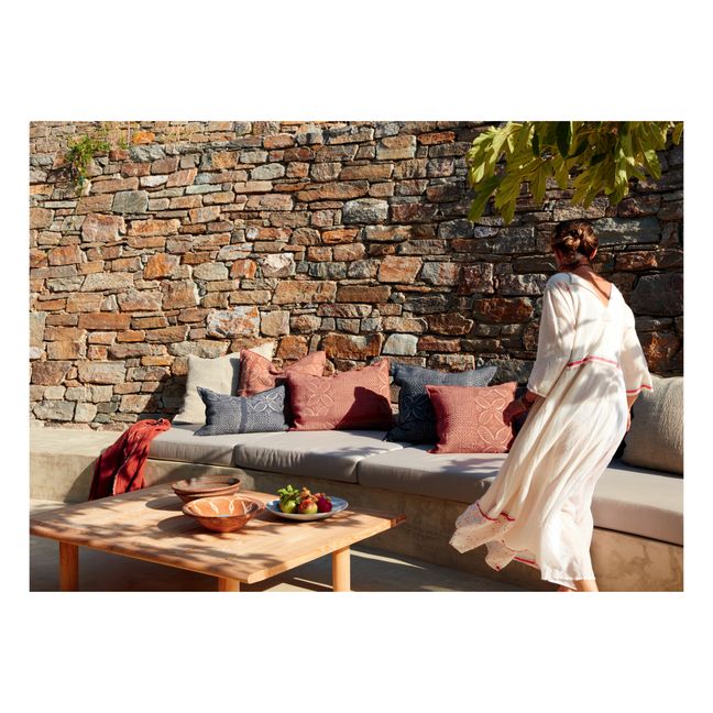 Coussin Vice Versa en lin Wabi-Sabi Bogolan | Bleu indigo