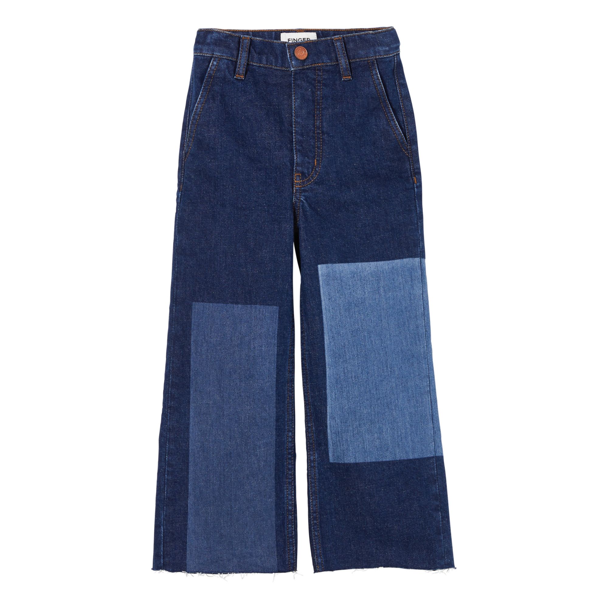 Finger in the nose - Jean Cropped Patchwork Charlie - Fille - Bleu