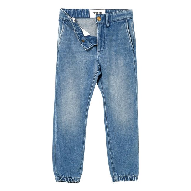 Pantalon Chino Taille Elastique Skater Bleu jean
