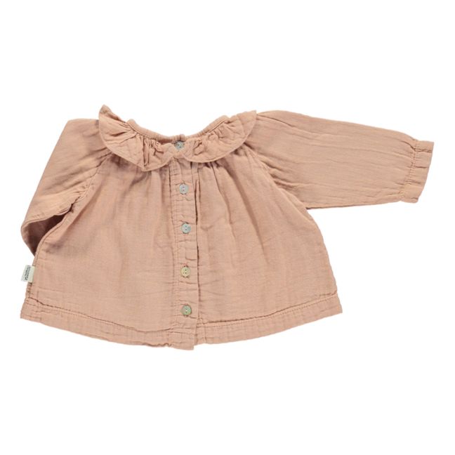 Charm Double Cotton Muslin Blouse | Dusty Pink