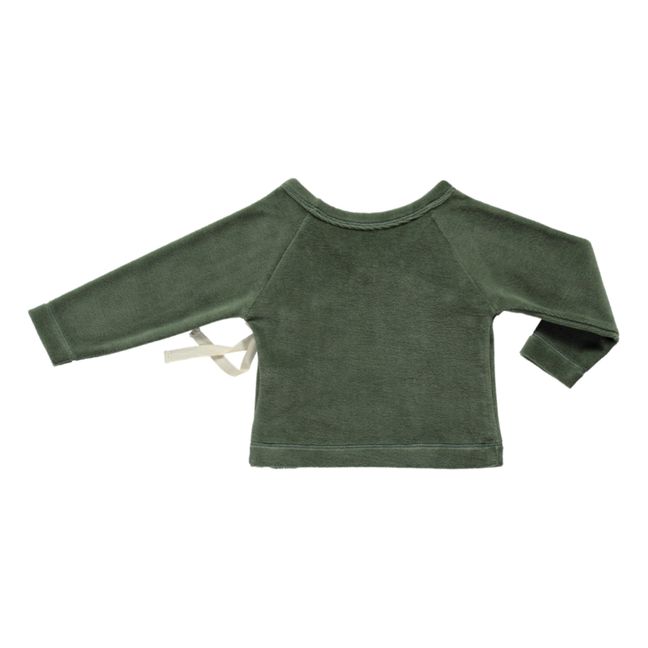 Camiseta cruzada de terciopelo Crocus | Verde Abeto