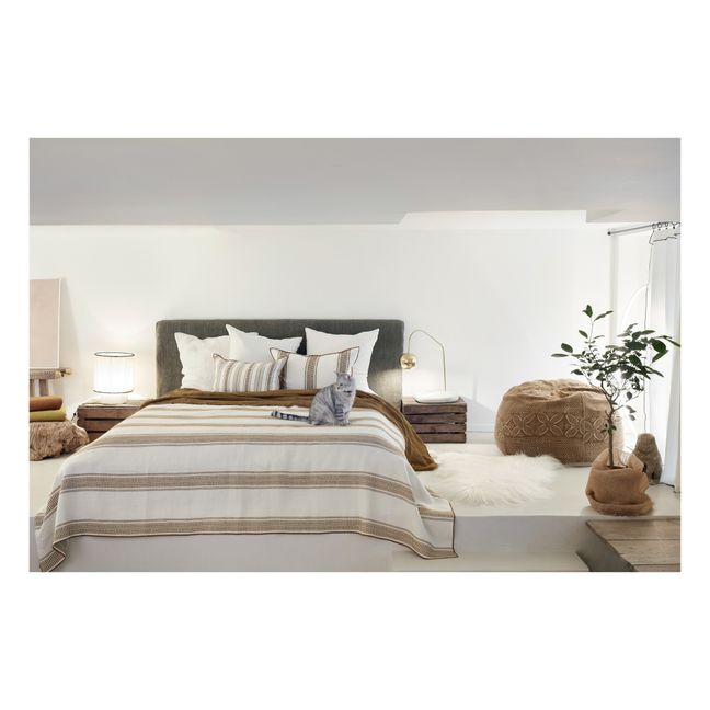 Coussin Vice Versa en toile brodée Cyclades | Havane