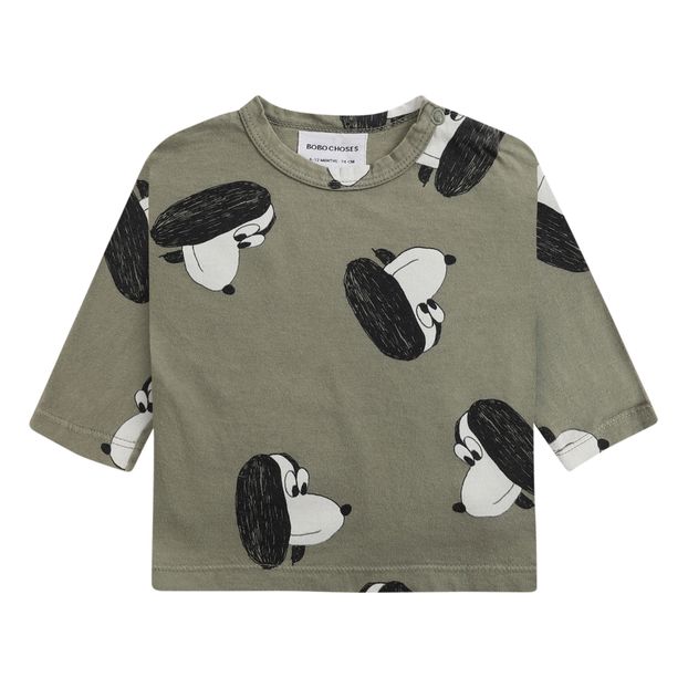 T Shirt Coton Bio Chiens Bebe Khaki Bobo Choses Fashion Baby