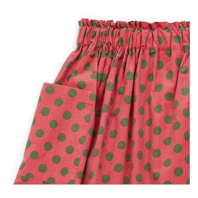Ruched Corduroy Skirt Red
