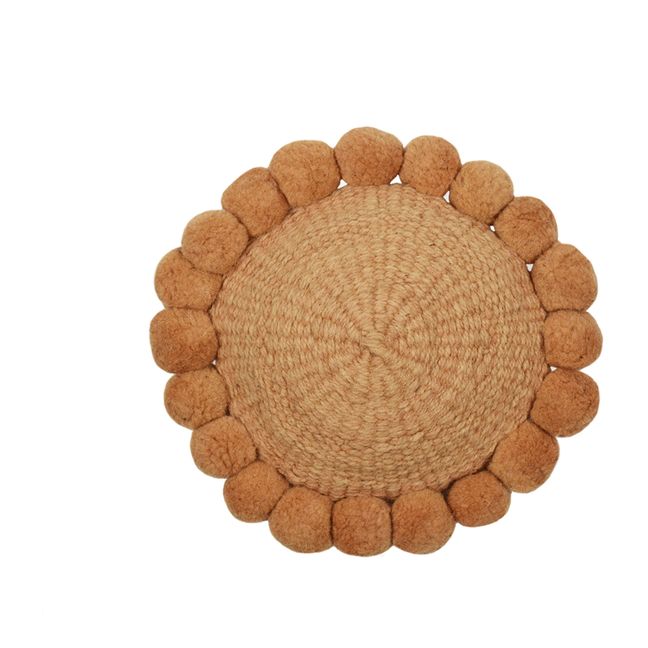 Round Pompom Cushion | Terracotta