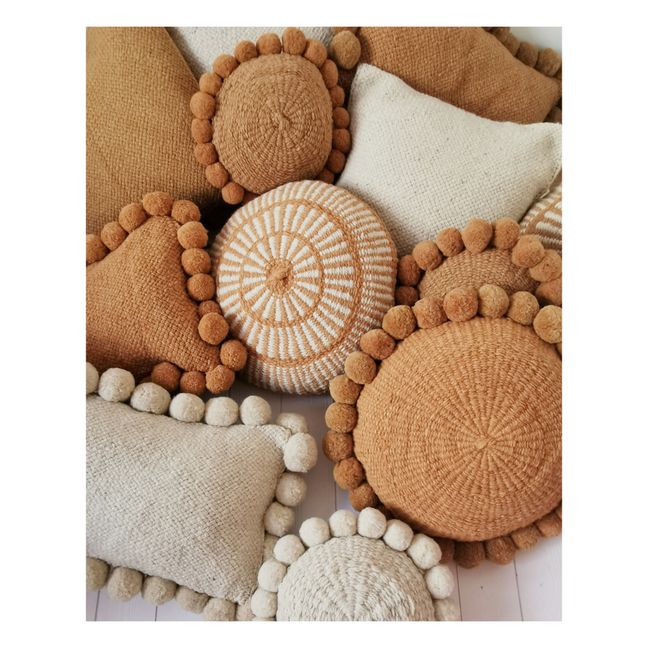 Round Pompom Cushion | Terracotta