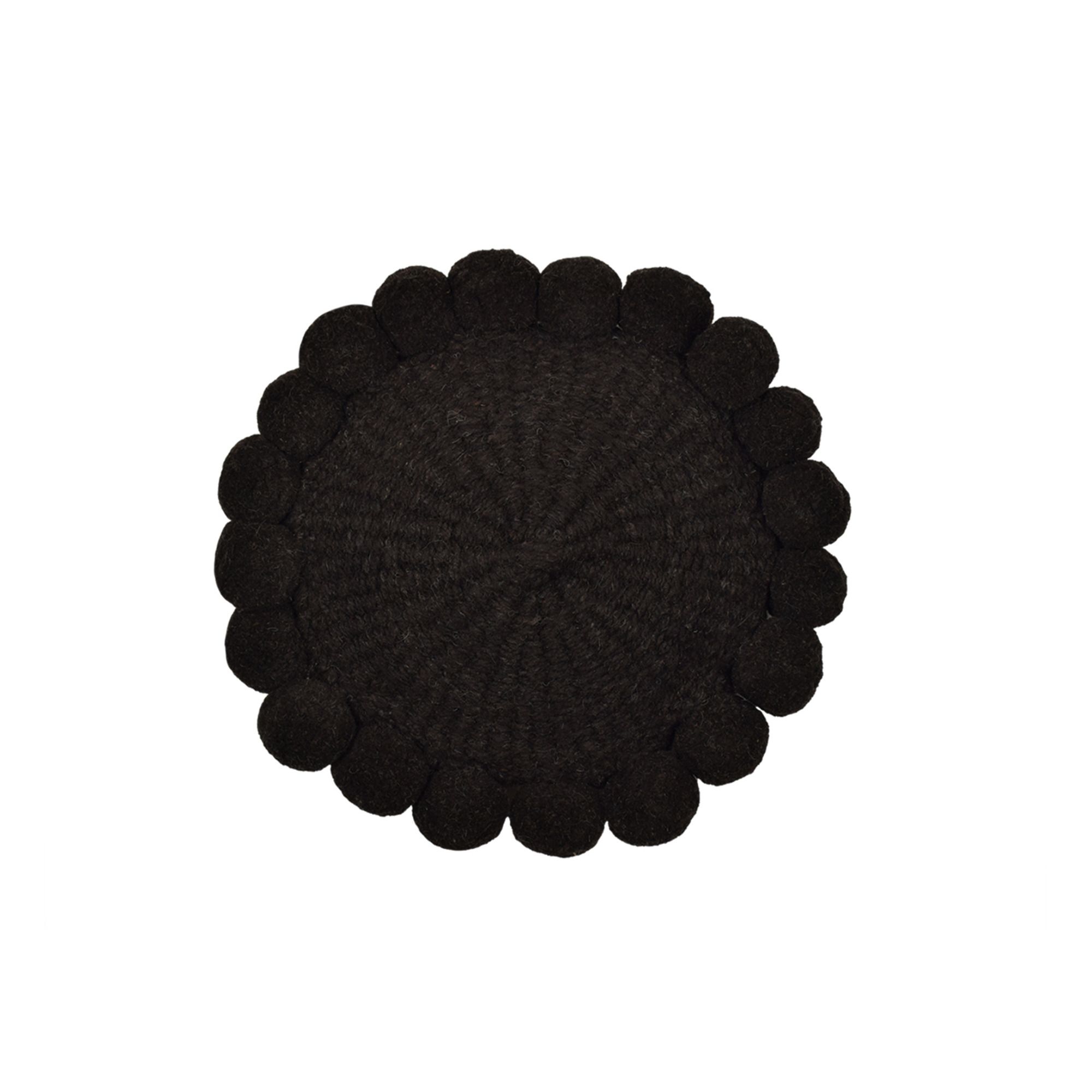 Finca Home - Coussin rond à pompons - Noir