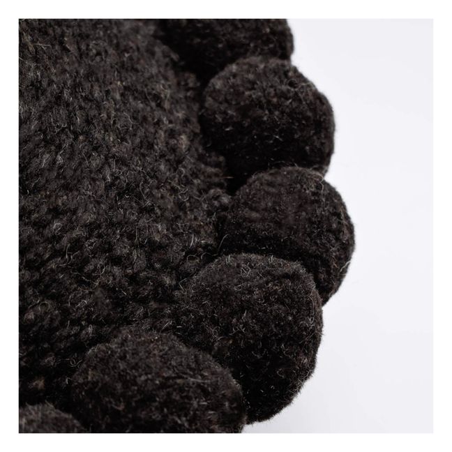 Round Pompom Cushion | Black