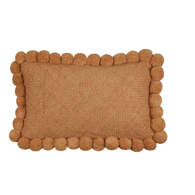 Rectangular Pompom Cushion Terracotta