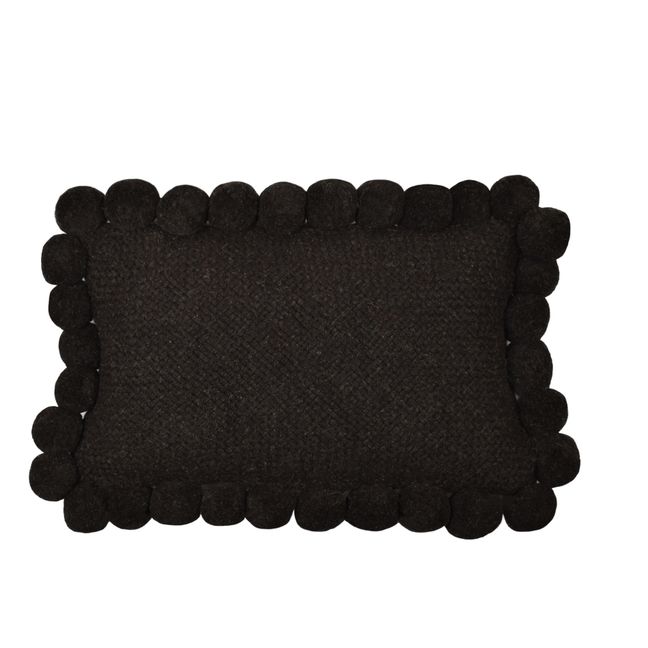 Rectangular Pompom Cushion Black