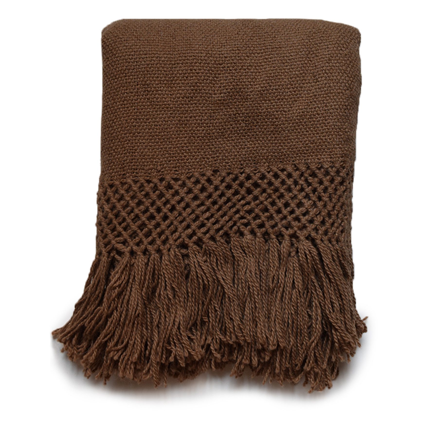 Finca Home - Plaid à frange en laine de lama - Marron