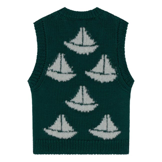 Jersey con cuello en V de lana Barcos Arty Bat | Verde Oscuro