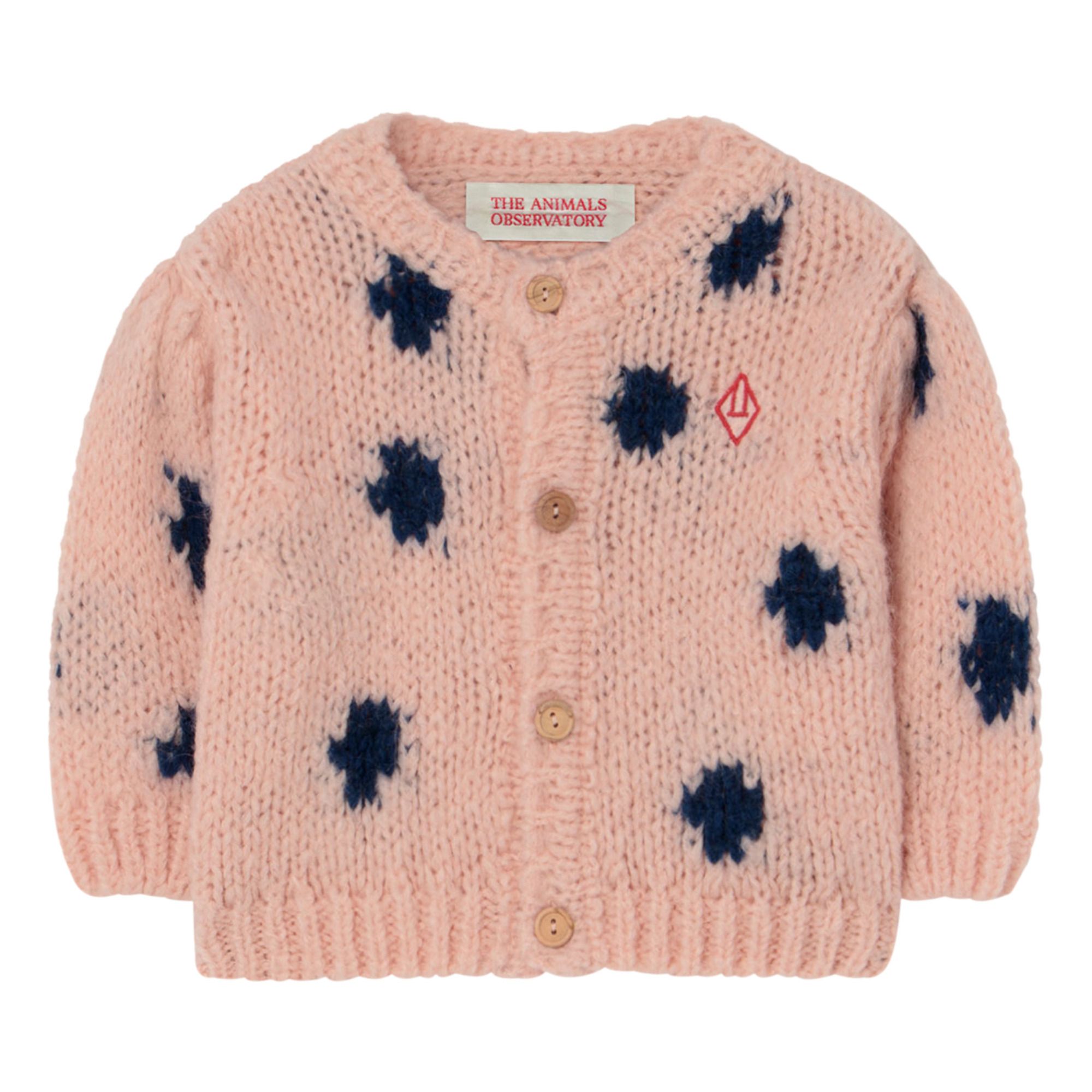 The Animals Observatory - Cardigan Mohair et Laine Dots Racoon - Fille - Rose pâle