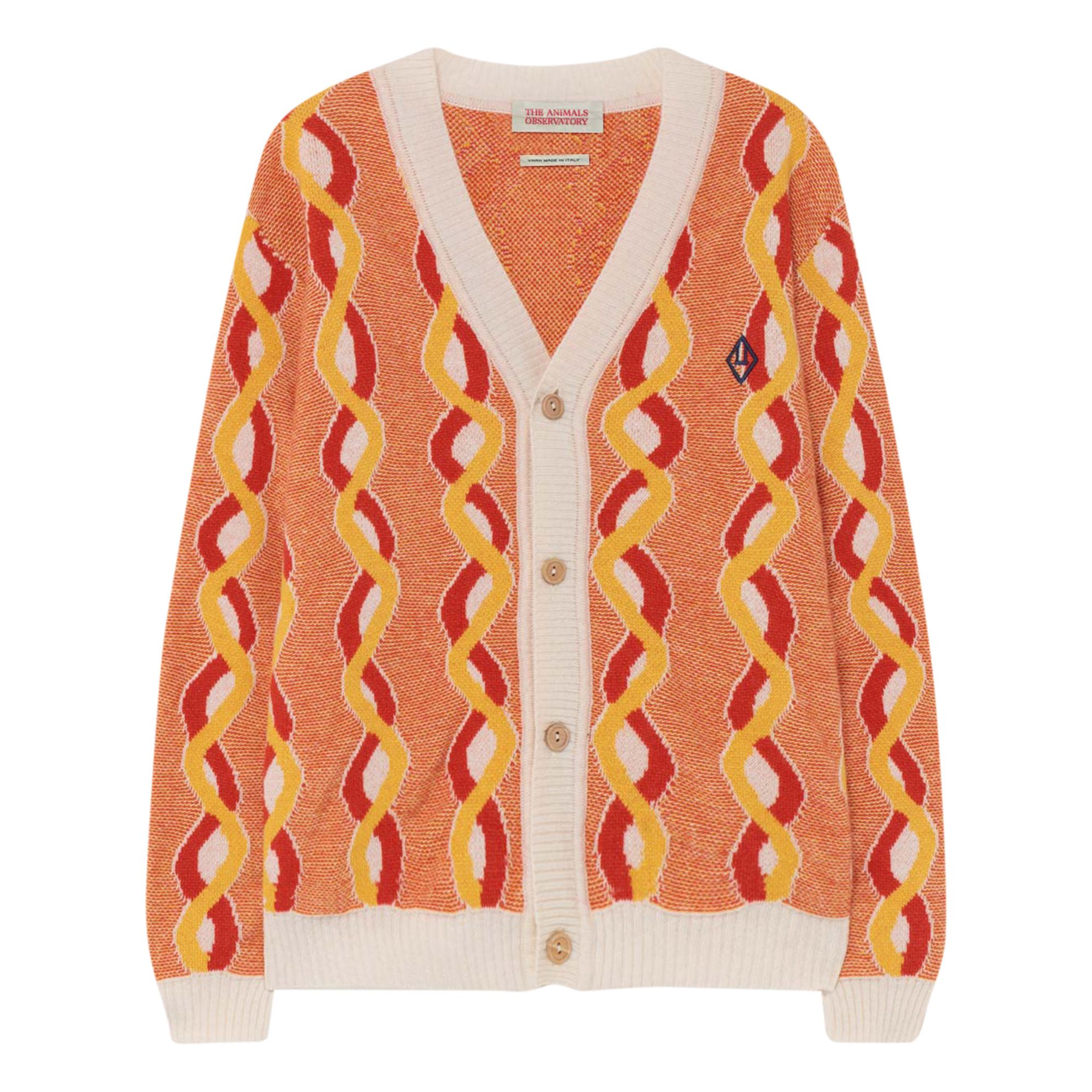 The Animals Observatory - Cardigan Laine et Cachemire Braids Racoon - Fille - Orange