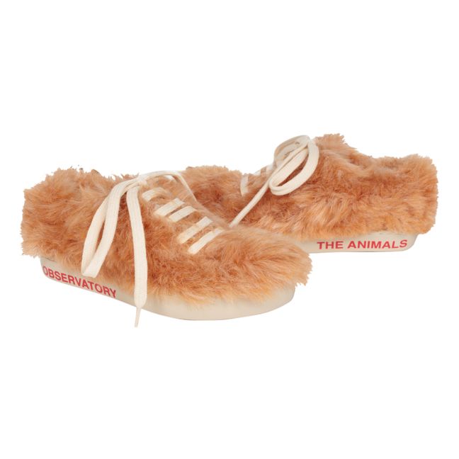 Scarpe da ginnastica, con lacci, in stile pelliccia, modello: Bunny | Camel