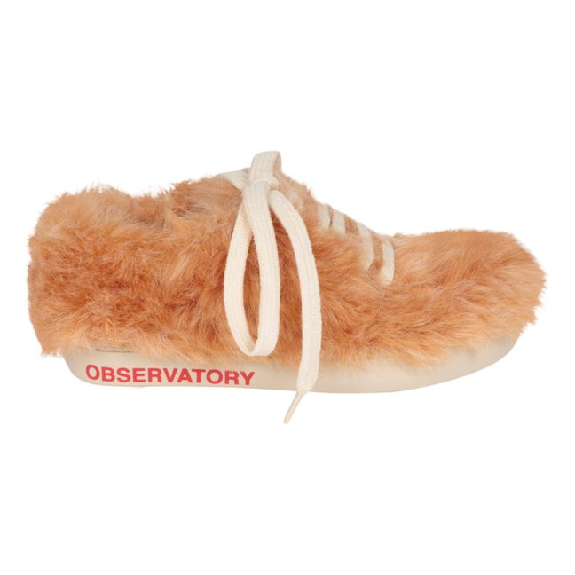 Bunny Faux-Fur Lace-Up Sneakers Camel
