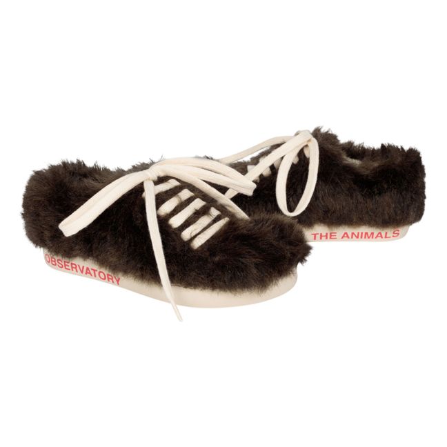 Bunny Faux-Fur Lace-Up Sneakers | Brown