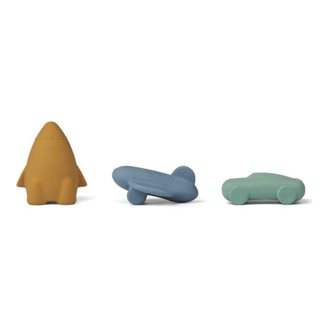 Jacob Natural Rubber Toys - Set of 3 | Blue multi mix
