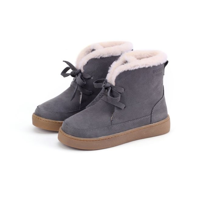 Archie Lace-Up Fur-Lined Booties Grey