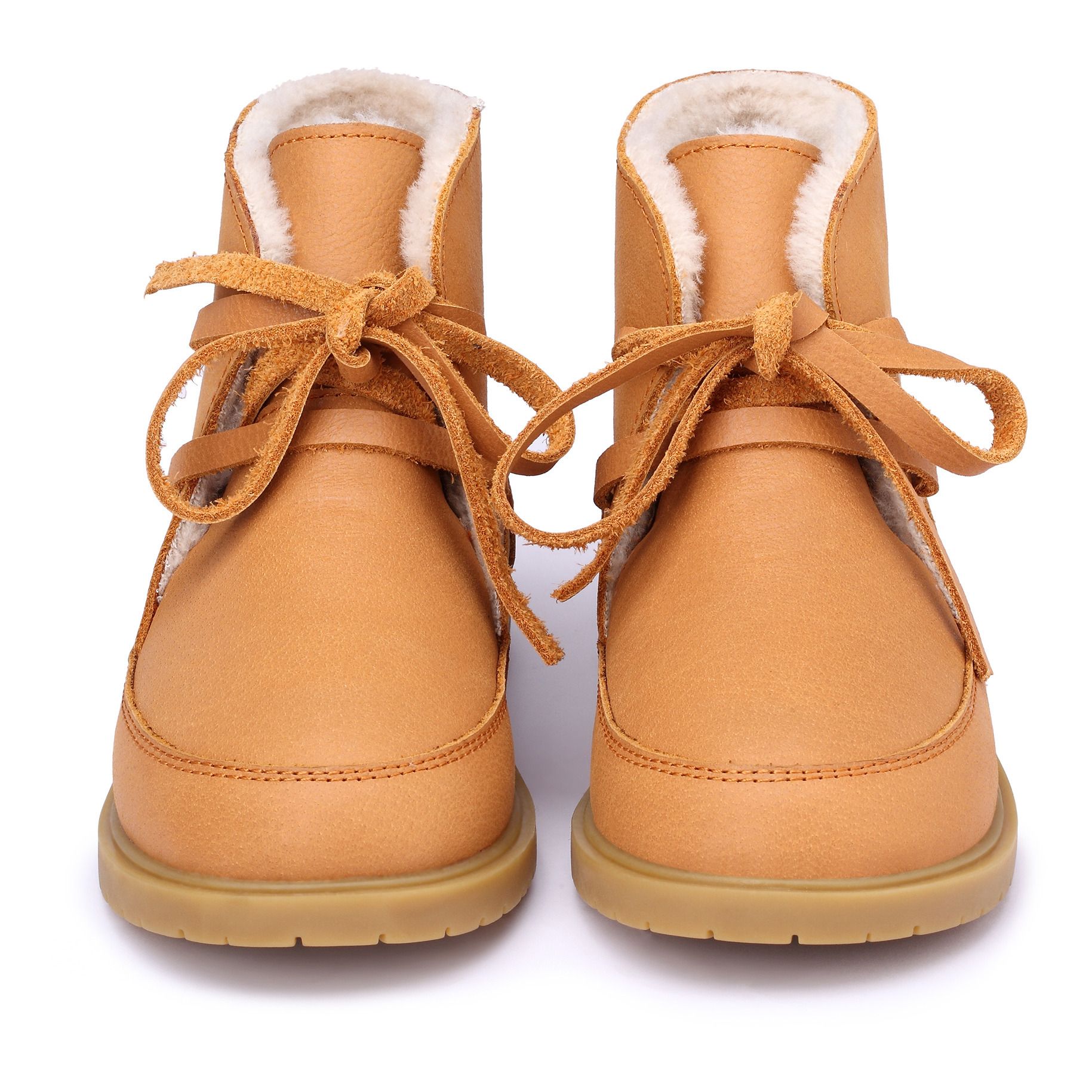 Buddy Lace-Up Fur-Lined Booties Caramel- Product image n°1
