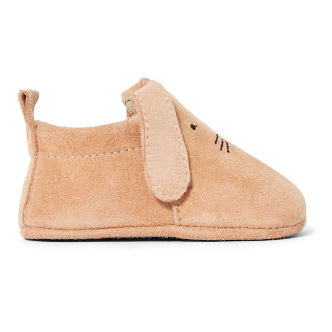 Chaussons Cuir Lapins Sable