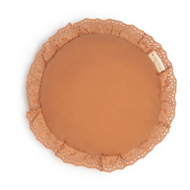 Rundes Kissen aus Bio-Baumwolle Vera | Terracotta
