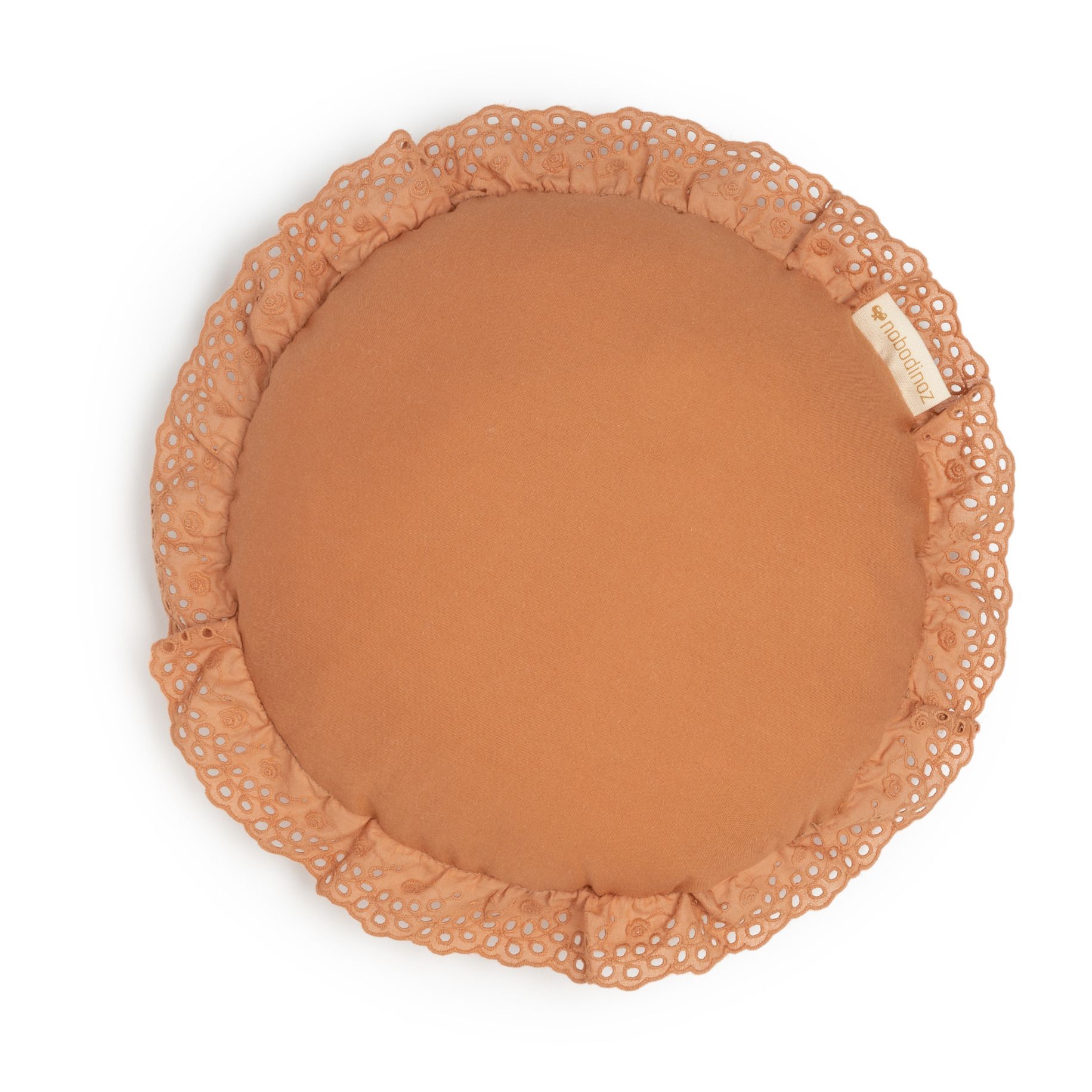 Nobodinoz - Coussin rond Vera en coton bio - Terracotta