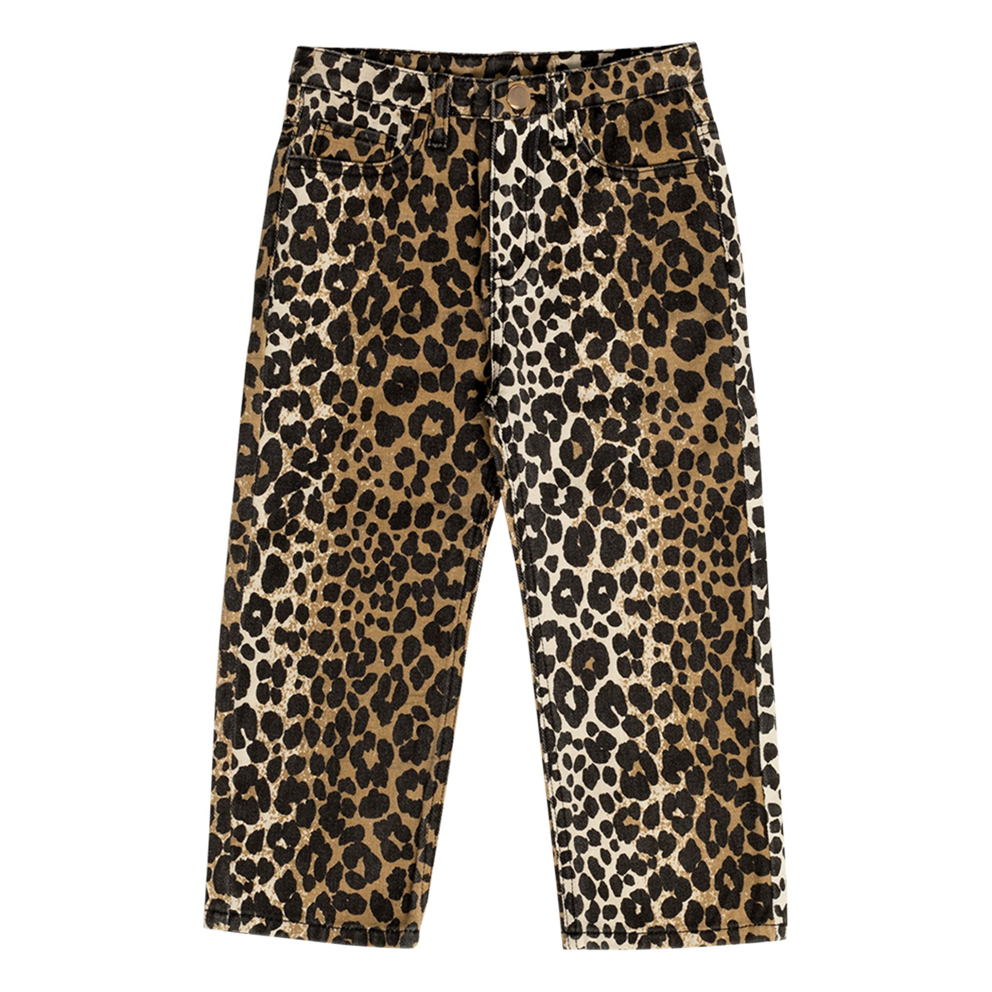 Pantalon Leopard Denim Marron- Image produit n°0