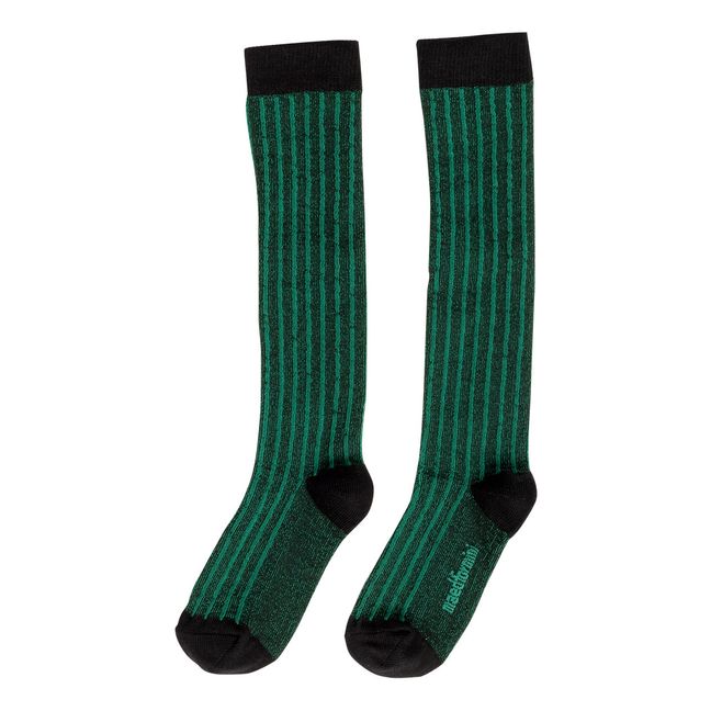 Par de calcetines de algodón orgánico Stripy Seal Verde