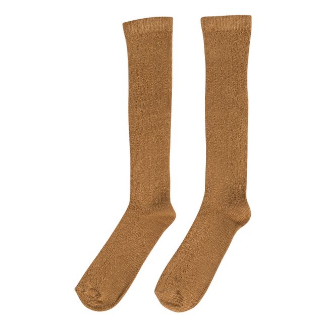 Coppia di calzini Cuddly in cotone biologico Camel