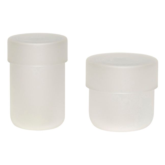 Glass Containers - Set of 2 White
