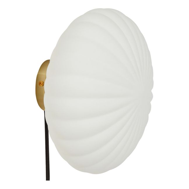Metal and Opal Glass Wall Lamp | White