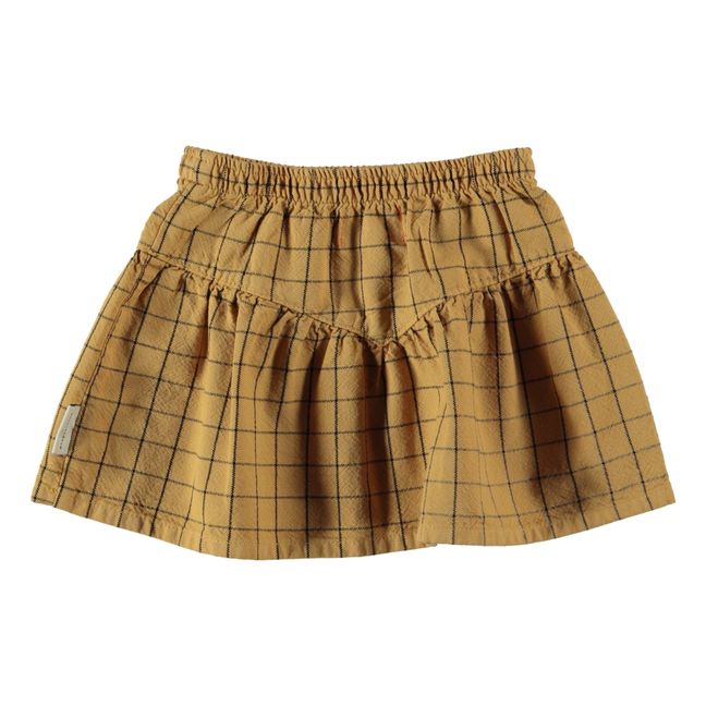 Checked Short Skirt Camel