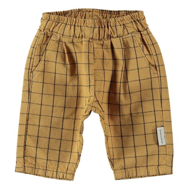 Checked Trousers Camel