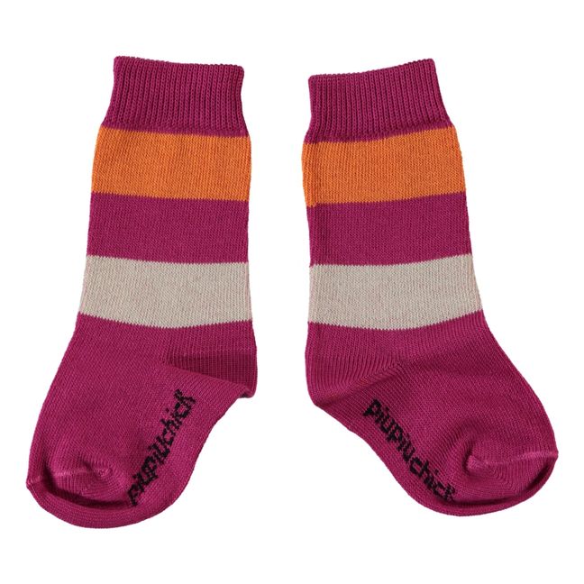 Chaussettes Rayures Rose