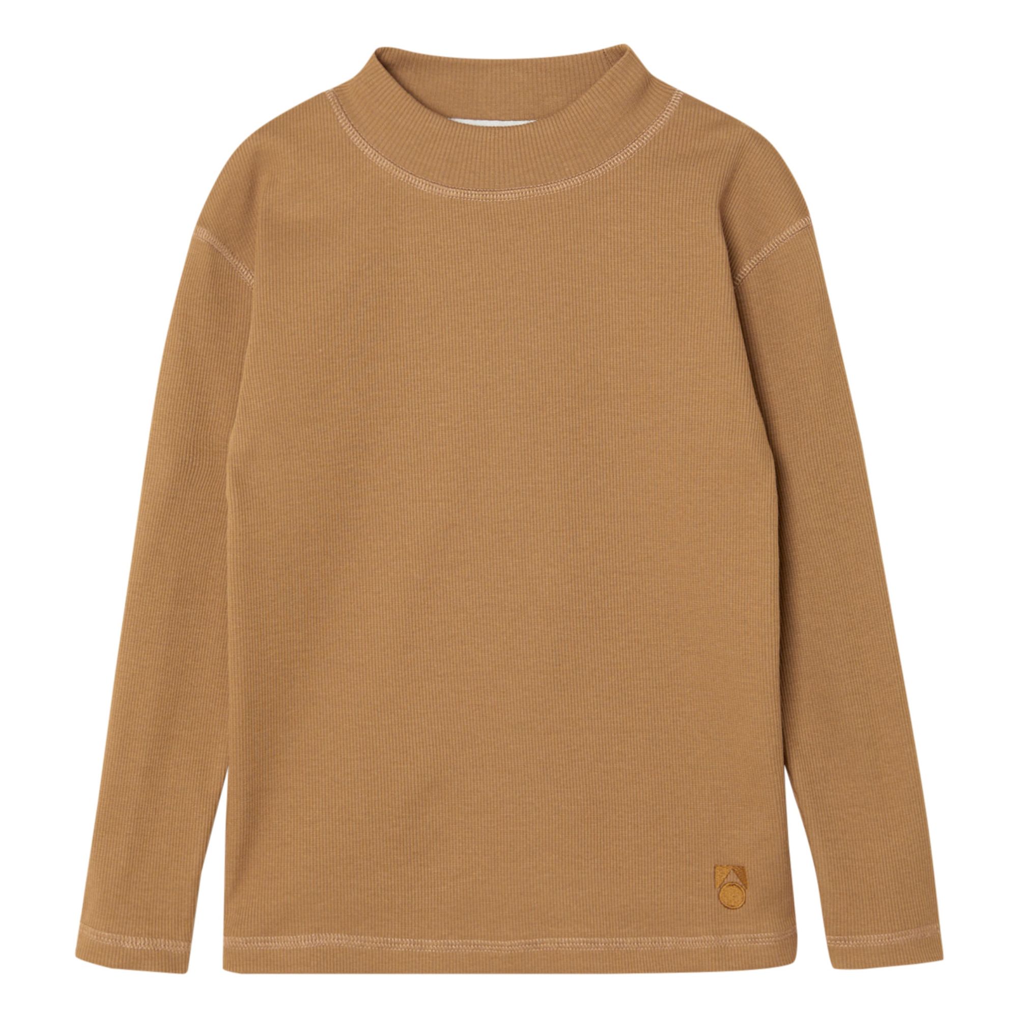 Camiseta acanalada de algodón orgánico | Camel- Imagen del producto n°0