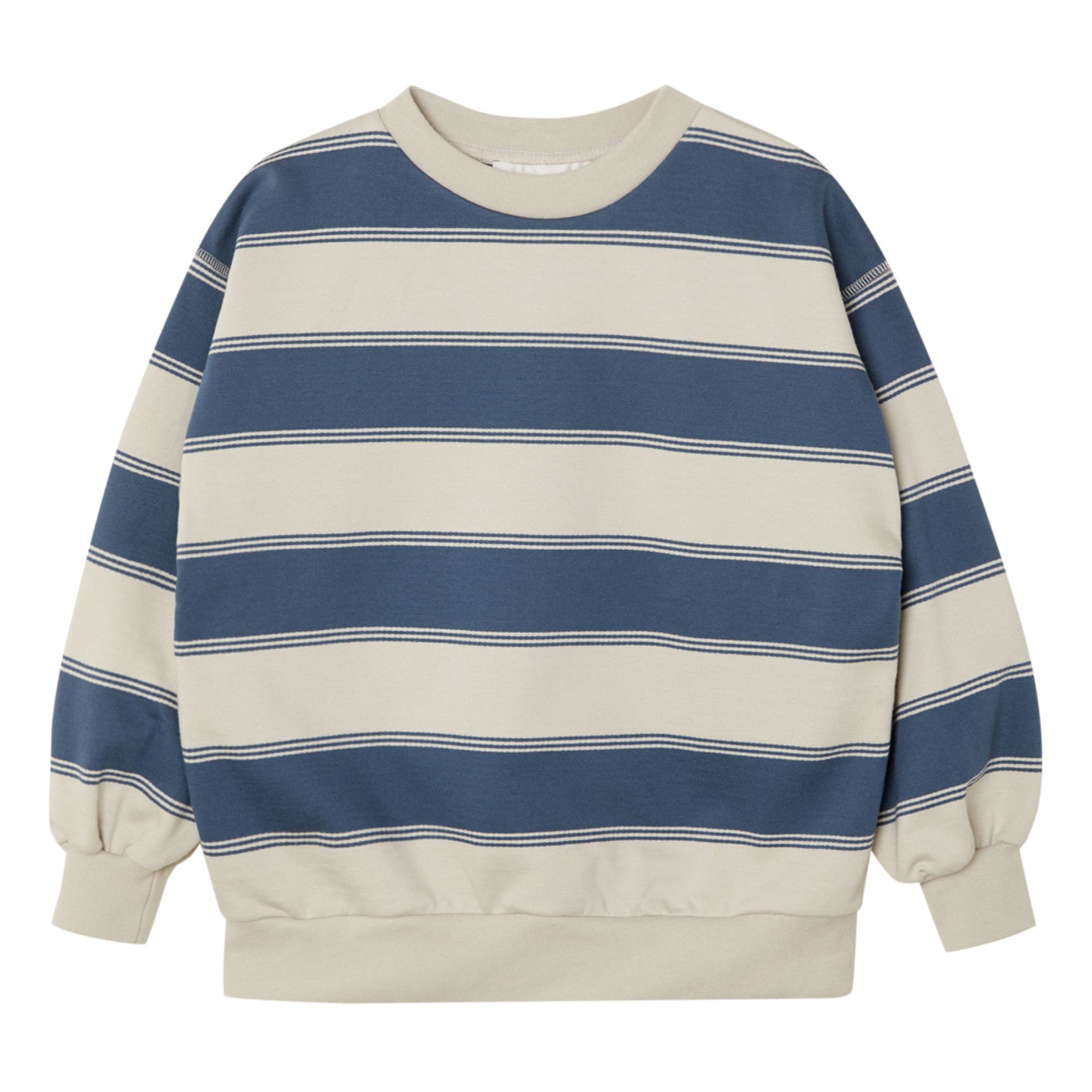 Striped Organic Cotton Sweatshirt Blue- Product image n°0