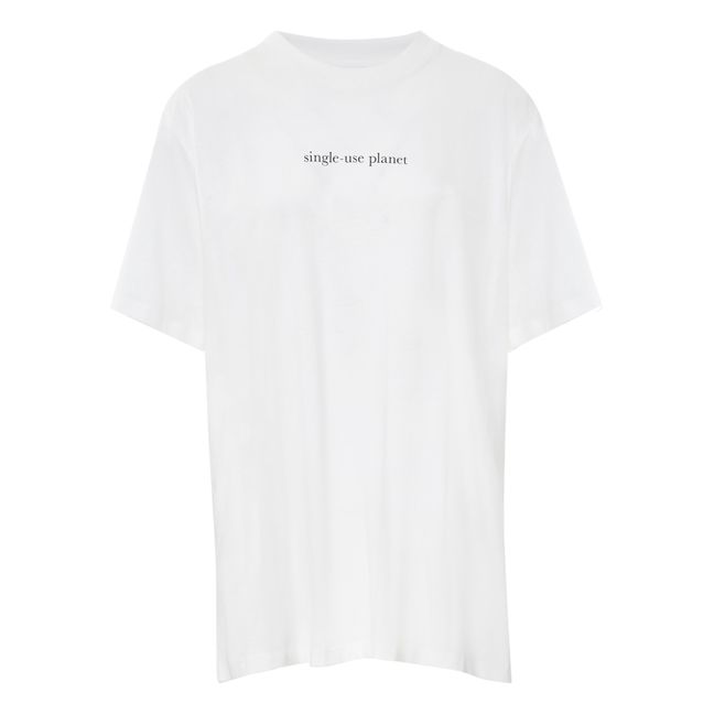 T-shirt, modello: Single-Use Planet, in cotone bio Bianco