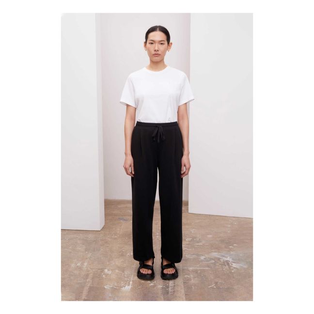 Pantalon Wide Leg Jersey de Coton Bio | Noir