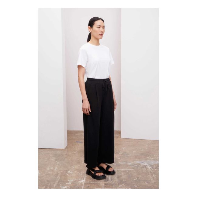 Pantalon Wide Leg Jersey de Coton Bio | Noir